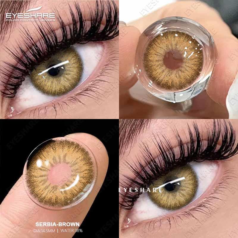 Eyeshare Цветные контактные линзы коричневые свежие годовые одноразовые линзы зеленые удобные натуральные контактные линзы цветные мягкие линзы для глаз 1 пара