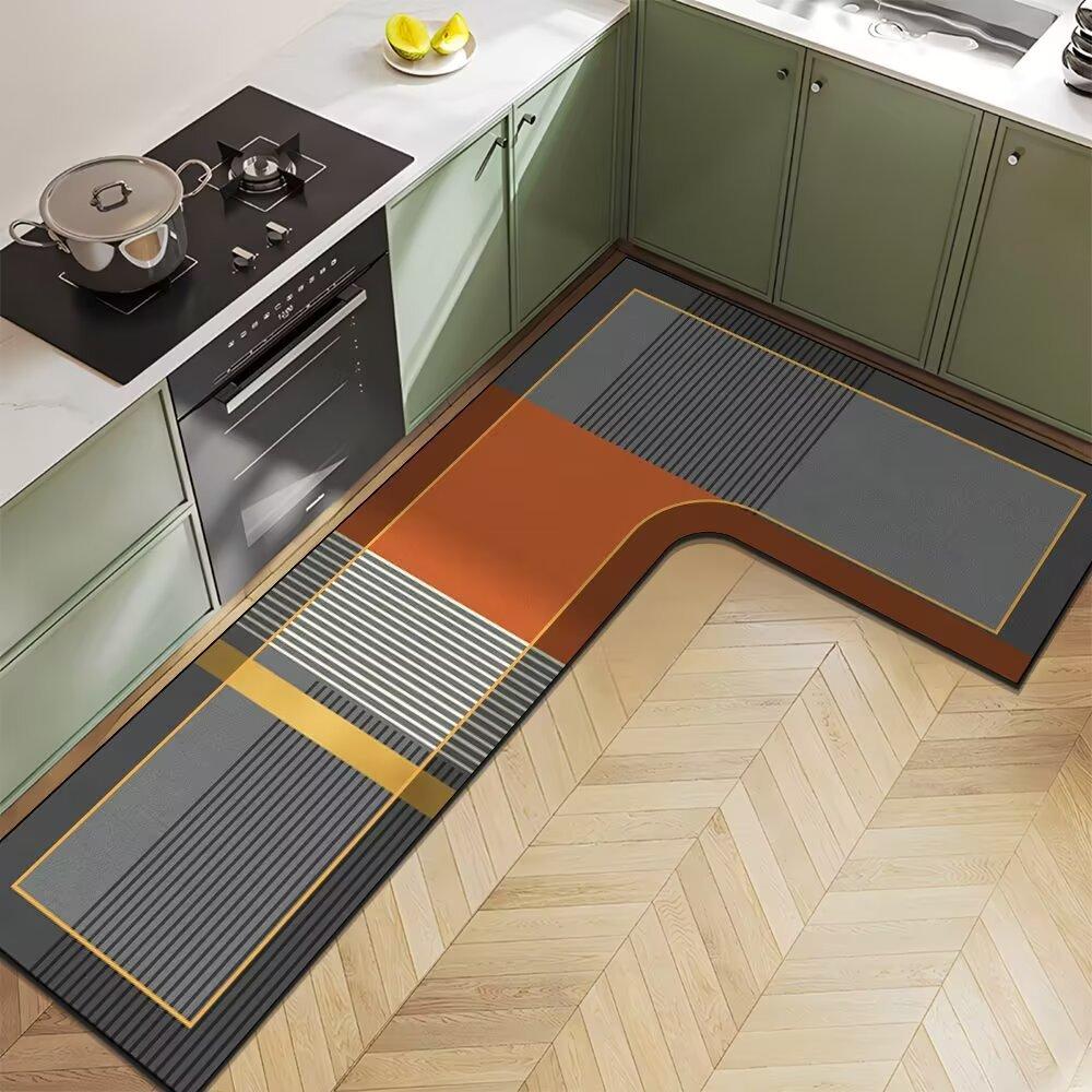 Коврик для кухни Nordic Light Luxury Diatom Mud Household L-образной формы, впитывающий воду, противоскользящий, быстросохнущий и простой в уходе