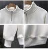 Hong Kong-Style Men's Retro Streetwear Solid Color Half-Zip Long Sleeve Hoodie