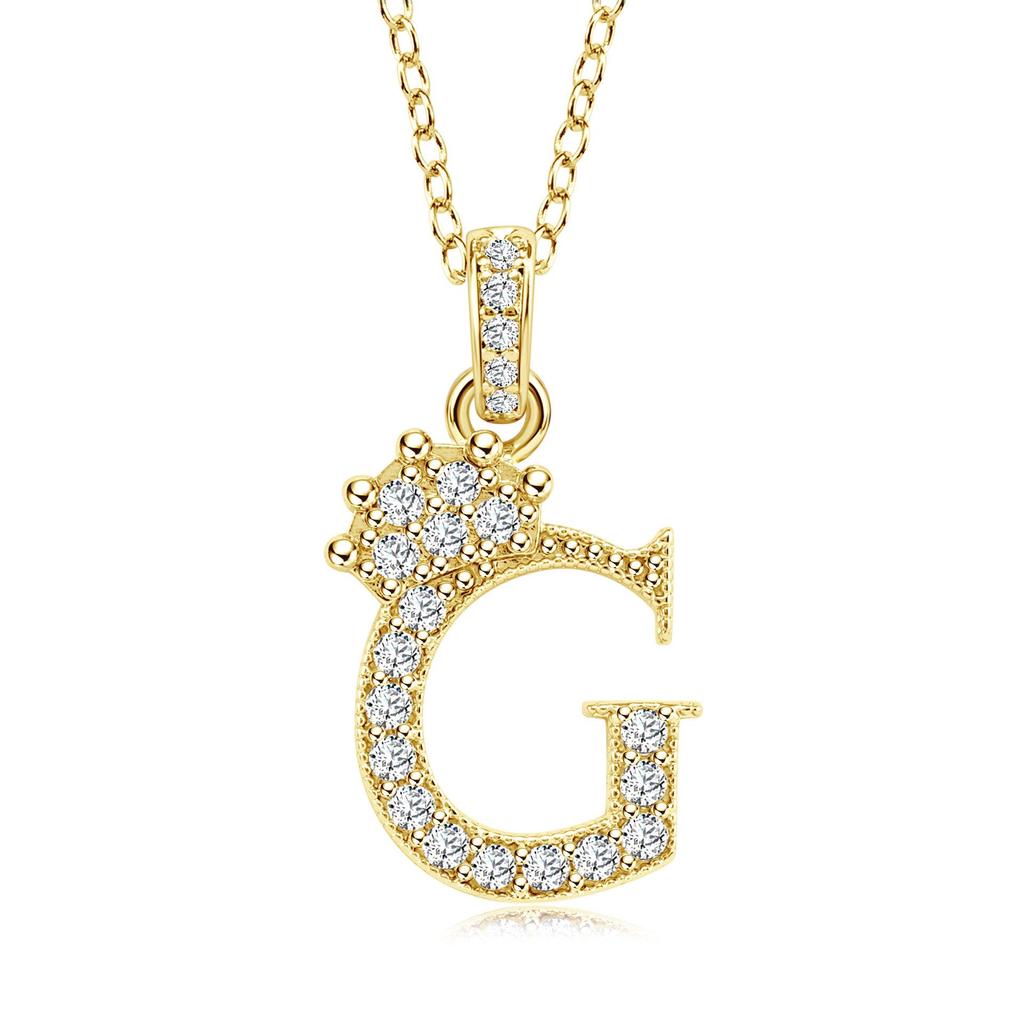 Gold-Plated Zircon Crown Letter Pendant Necklace - Women's Versatile Choker