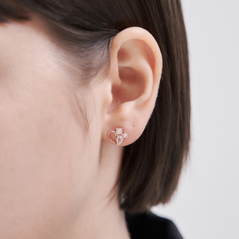 CRANNE 14K GF Серьги-сердечки с кубическим камнем C24EGF214