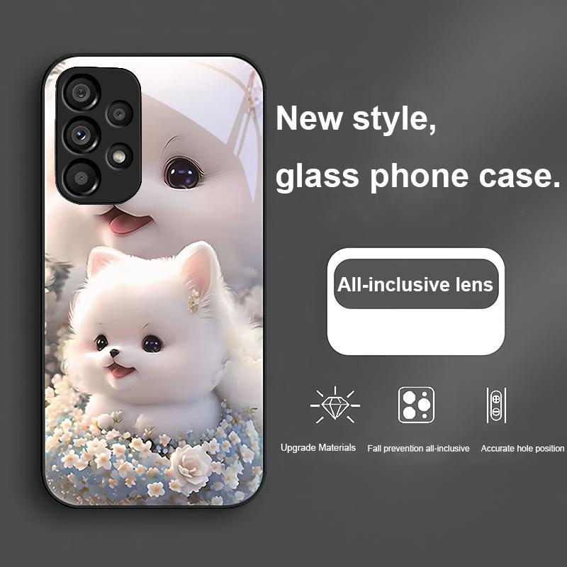 Милый питомец Милый щенок Собака Для Samsung Galaxy S24 Plus S20 21 FE S23 Ultra S8 9 A70 72 73 50 51 52 53 Закаленное стекло Чехол для телефона