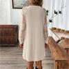 Женское модное повседневное платье с круглым вырезом, рубчатое, со шнуровкой, пуловер, с длинным рукавом