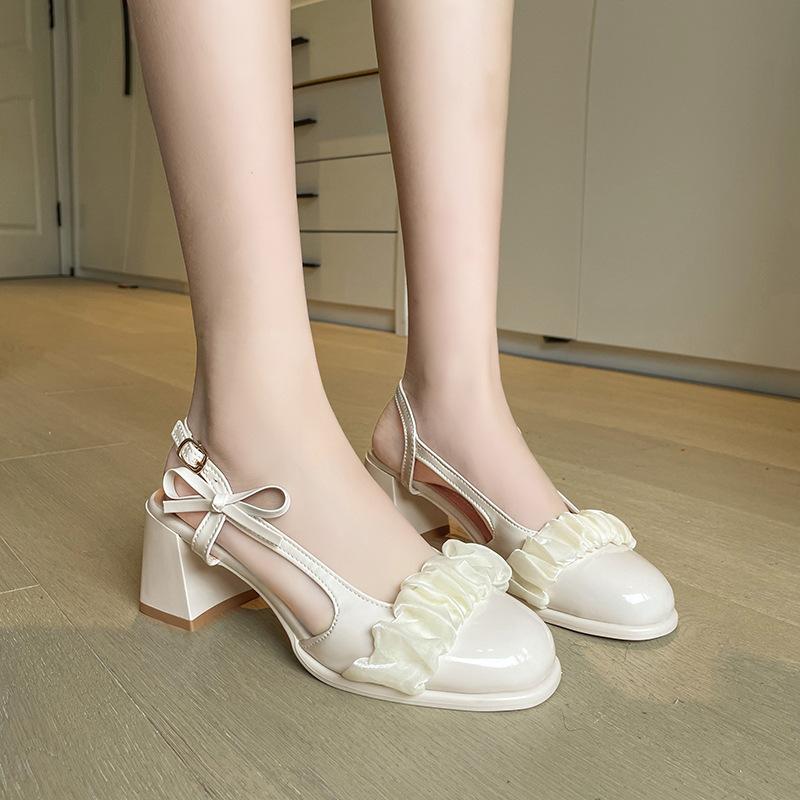 2025 новый бант французская элегантная темпераментная сумка голова квадратный корень сандалии сказочный стиль универсальный маленький ароматный стиль сказочная обувь