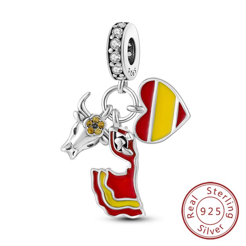 Оригинальные шармы-бусины Медь Эйфелева башня Париж Машина Карта Замок Шармы для путешествий Подходят для подвесок-браслетов Женщины DIY Изготовление ювелирных изделий