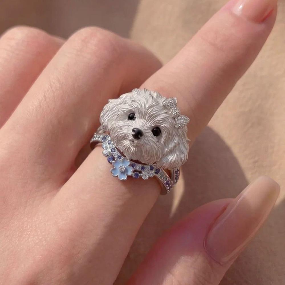 Mini Cat Ring Sweet Animal Jewelry Cute Dog Ring  Girlfriend Gift