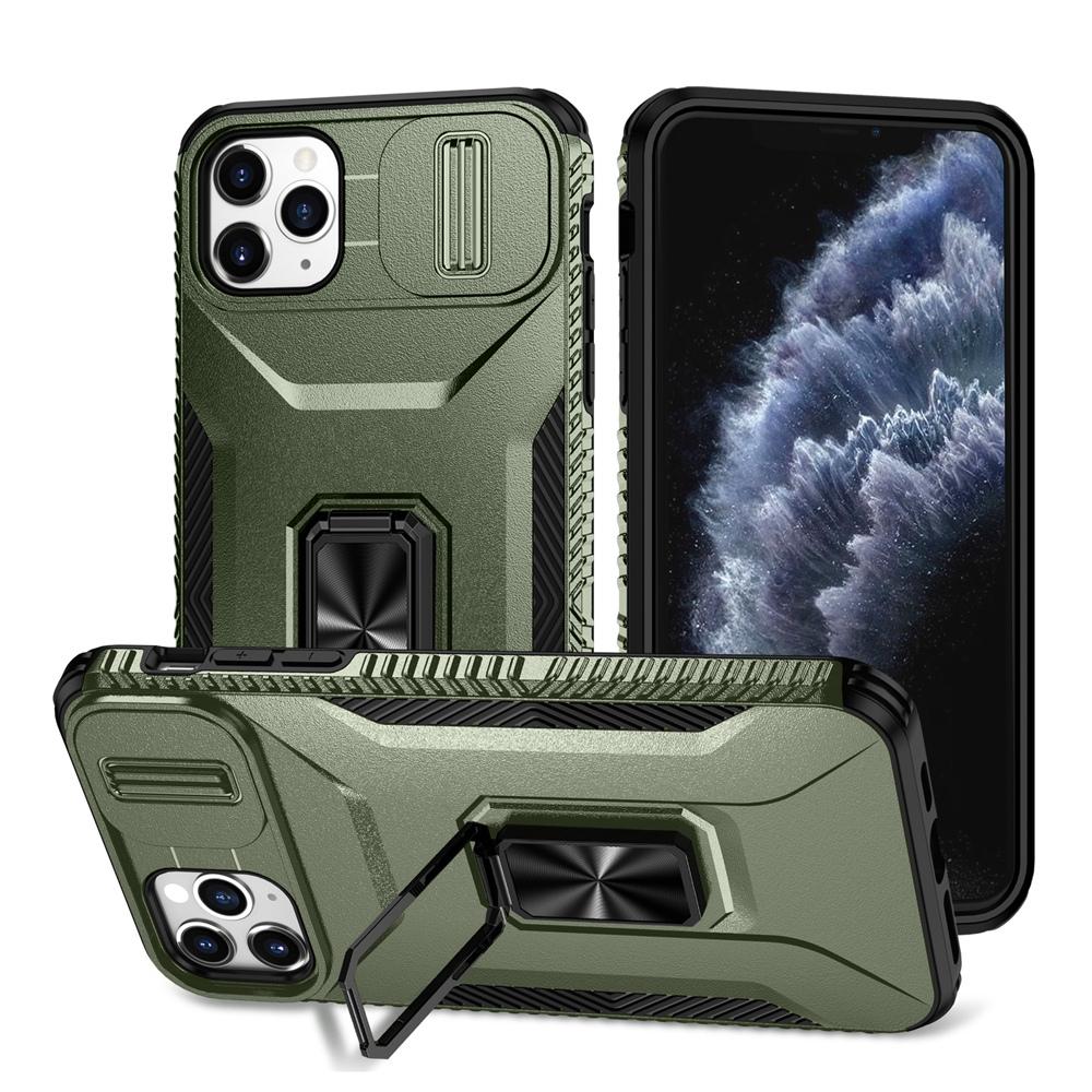 KEYSION Shockproof Case for iPhone 11 Pro Max Slide Camera Lens Protection Ring Stand Phone Back Cover for iPhone XS Max X XR