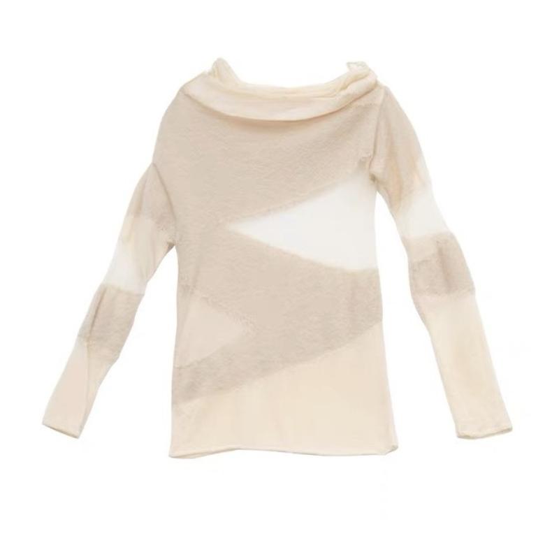 2024 весенние лоскутные водолазки женские свитера Y2k свободные ажурные пуловеры прозрачный вязаный свитер топы Y2k одежда