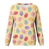 Women's Casual Fashion Easter Printing Long Sleeve O-Neck Pullover Top Blouse