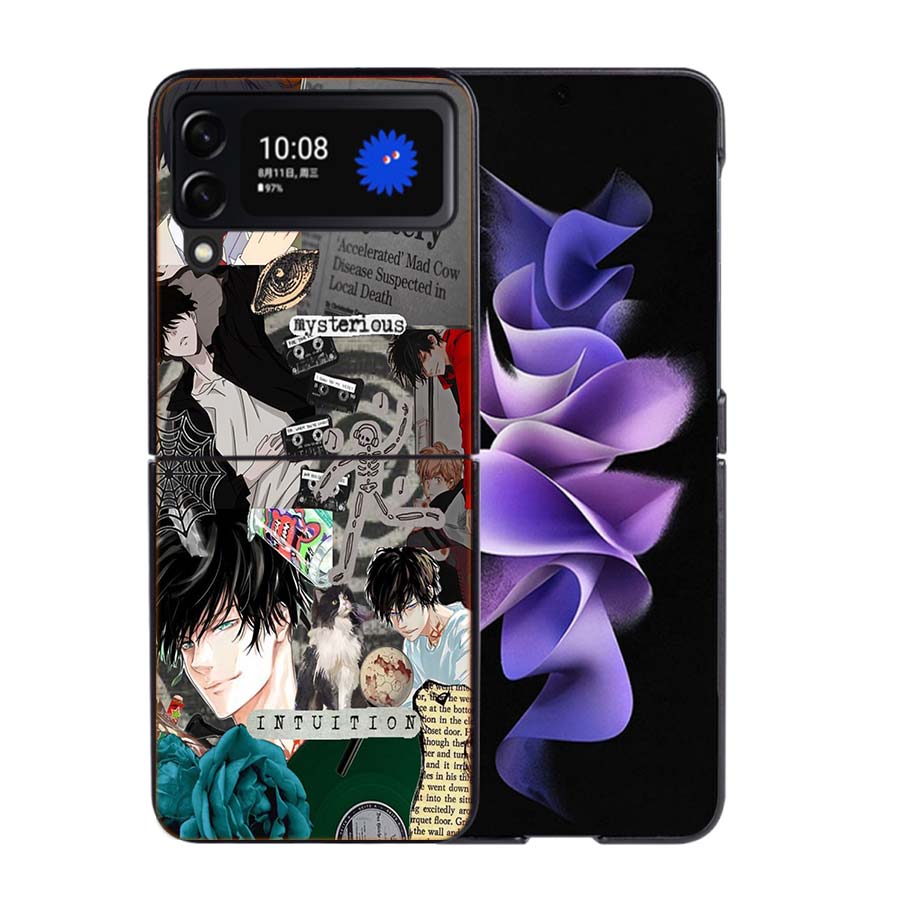 Kamonohashi Ron Phone Case For Samsung Z Flip 7 6 5G Galaxy Z Flip4 Z Flip5 Z Flip3 Coque Black Hard PC Shell Protective Cover