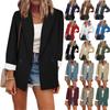 Женский повседневный кардиган с открытым передом и лацканами, длинный рукав, рабочий костюм, куртка, пальто