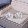 925 Sterling Silver Moissanite Camellia Stud Earrings - Vintage and Versatile