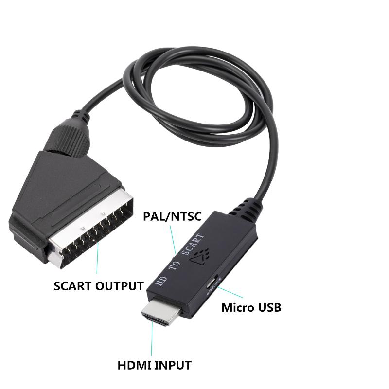 1Set -Compatible Input To Scart Output Plug And Play For VHS VCR DVD HD -Compatible To Scart Audio Video Converter Cable