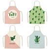 Кухонный фартук для приготовления пищи и выпечки, нагрудник с узором кактуса, женский льняной фартук без рукавов, инструменты для уборки дома, 47X38 см, 68X55 см