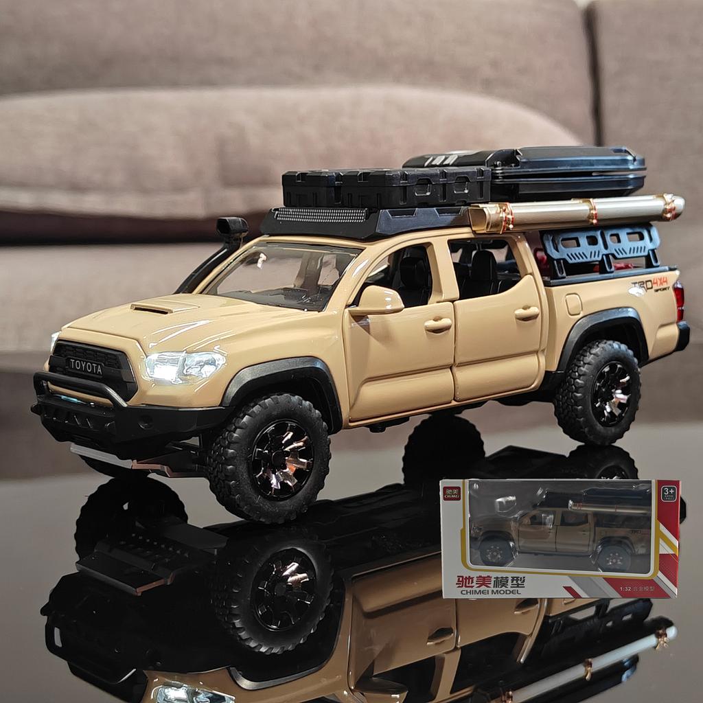 1:32 Toyota Tacoma TRO Off Road Pickup Alloy Diecast Model Computer Desktop Decoration With Sound Light Beautiful Christmas Gift