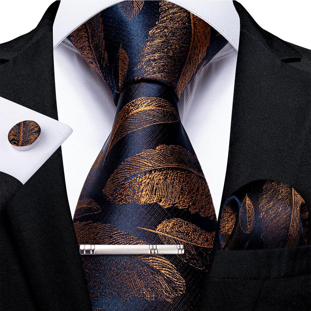 Slik мужские зажимы для галстука набор синий цветочный галстук карманные квадратные запонки свадебные 4 шт.