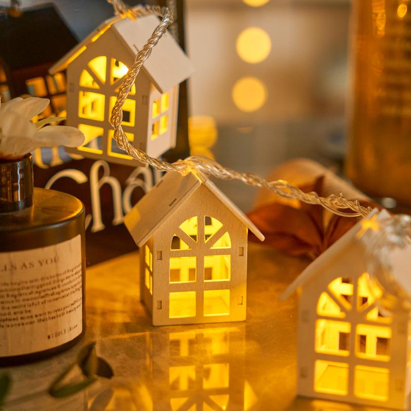 LED String Lights with Wooden Houses for a Girlish Room Decor