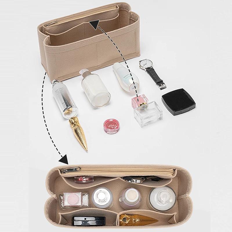 EverToner For LV Carryall PM Felt Cloth Insert Bag with Zipper Fit Handbag Cosmetic Bag Travel Bag Liner