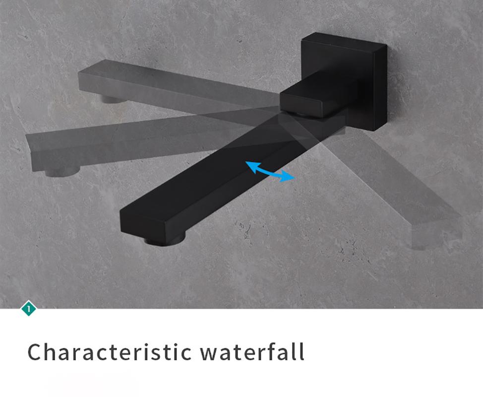 Раковина Смеситель для ванной Горячая и холодная вода Настенный смеситель Кран для раковины Поворотный излив Ванна с современной ручкой-рычагом