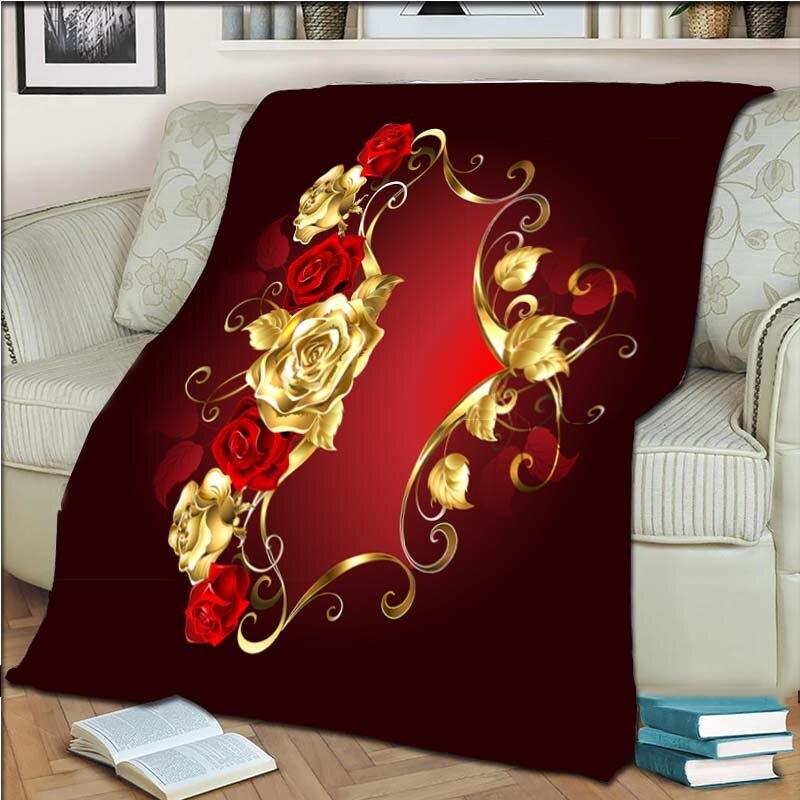 Одеяло с розой, флисовое теплое, уютное, мягкое одеяло для дивана-кровати, цветное антистатическое одеяло для машинной стирки, для кроватей