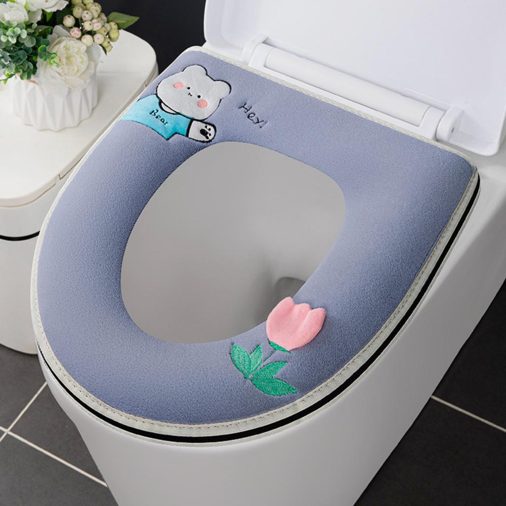 Всесезонный бытовой чехол на сиденье унитаза с мультяшным дизайном, моющийся, самоклеящийся чехол на сиденье унитаза, подушка для унитаза, накладка на сиденье унитаза