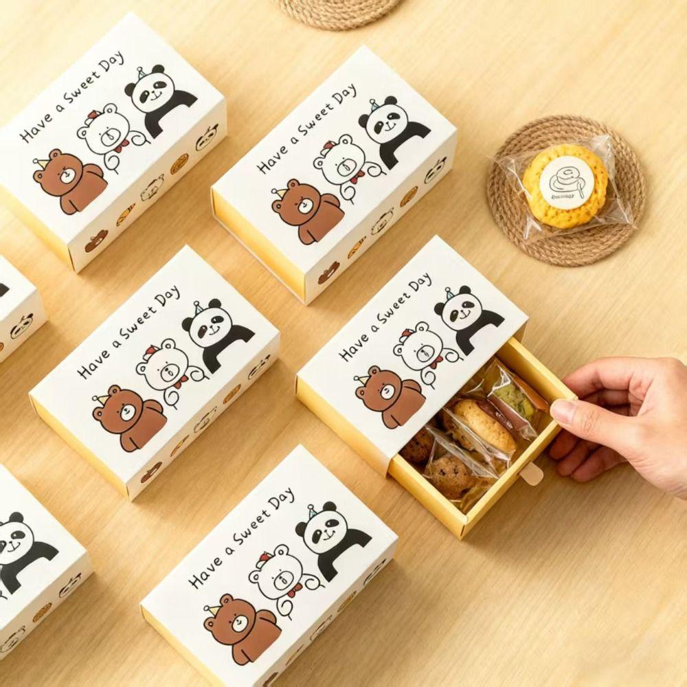 Cartoon Bear Drawer Box DIY Baking Packaging Boxes  for Biscuits Cookies Snowflake Crisps Candies