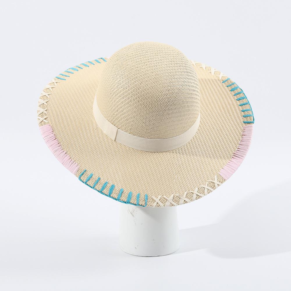 Handmade Natural Straw Dome Straw Hat Vacation Wind Shade Beach Hat Wear Sun Hat Straw Hat