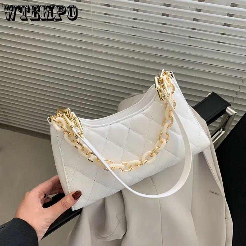 Women's Chain Underarm Bag Solid Spring and Summer Versatile Shoulder Bag Ladies Portable Large-capacity Leisure Bag