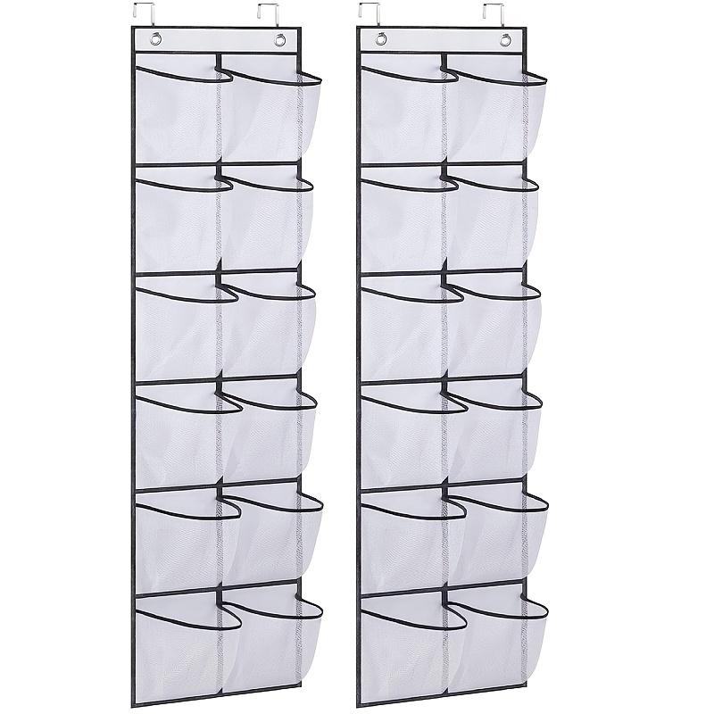 high quality12-Pocket Over-the-Door Shoe Organizer, Large Mesh Pockets, Foldable Design for Closet, Bedroom, Bathroom & Pantry - Ideal for Men'S &