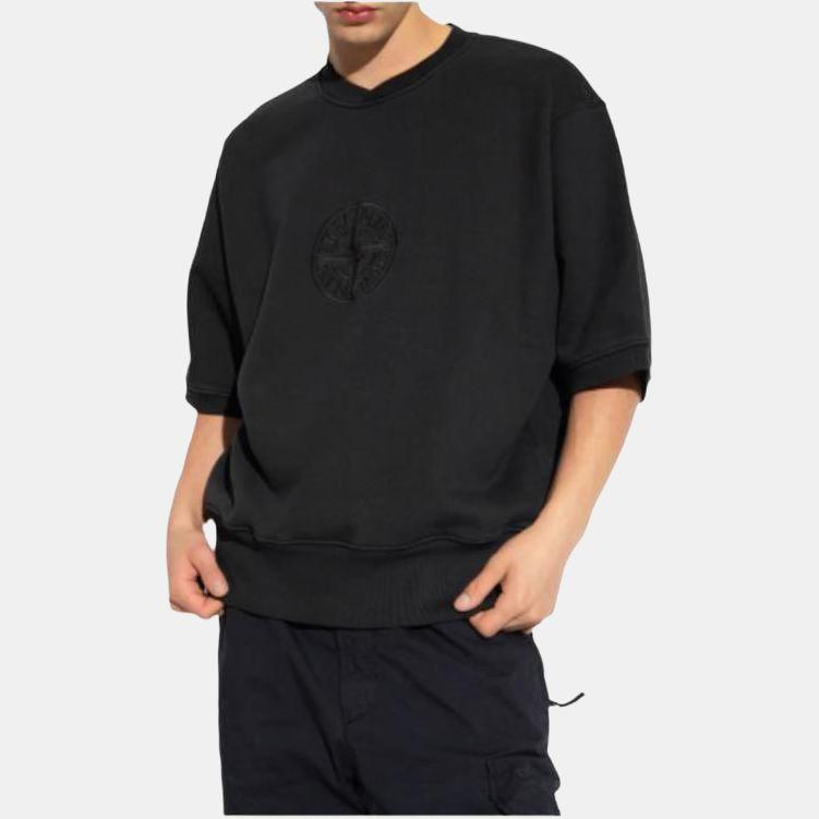 STONE ISLAND Пуловер с логотипом и круглым вырезом, с длинными рукавами, мужской свитшот, черный 791566155-V0129
