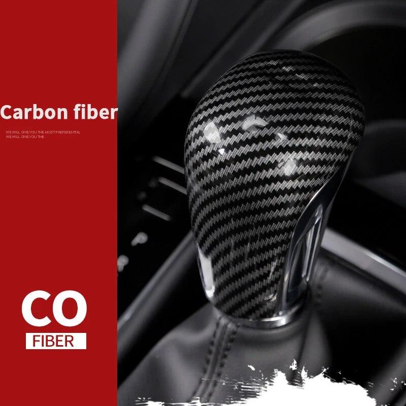 Carbon Fibe Car Gear Head Shift Knob Cover Gear Shift Handle Trim Sticker For Mazda 3 Axela CX-30 CX30 Accessories