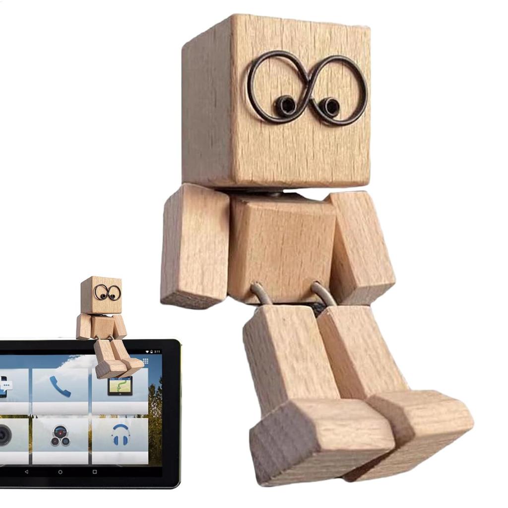 Деревянная фигурка человека, трясущая ногами, деревянная фигура человека, забавная скульптура, подвижный орнамент на приборную панель, кукла для украшения приборной панели автомобиля