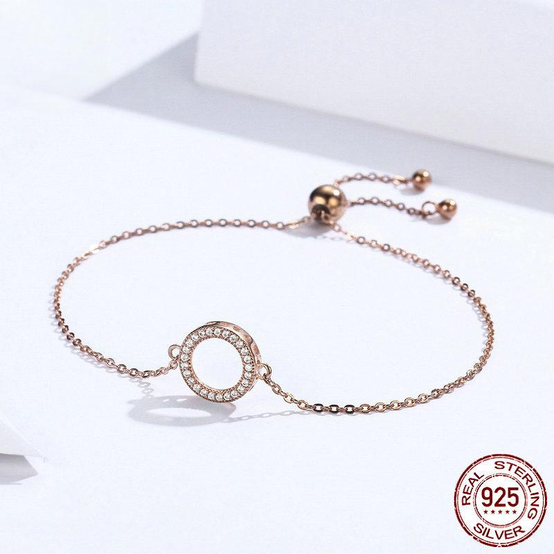 Оригинальный модный простой браслет оригинального происхождения, женский браслет из стерлингового серебра S925 с покрытием из розового золота