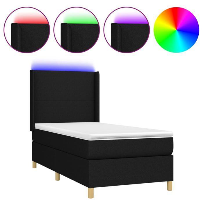 VidaXL Slat Bed Base with Mattress and LED, Upholstered Bed, Single Bed, Adult Bed for Interior Bedroom, 3138671