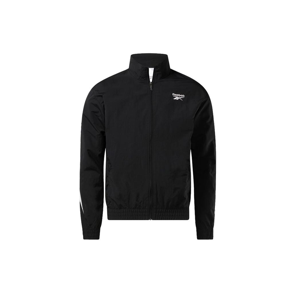 Reebok High Street American Brand Logo Letter Splicing Color Block Casual Woven Retro Stand Collar Jacket Unisex Jacket Black 24SRM101UGH0