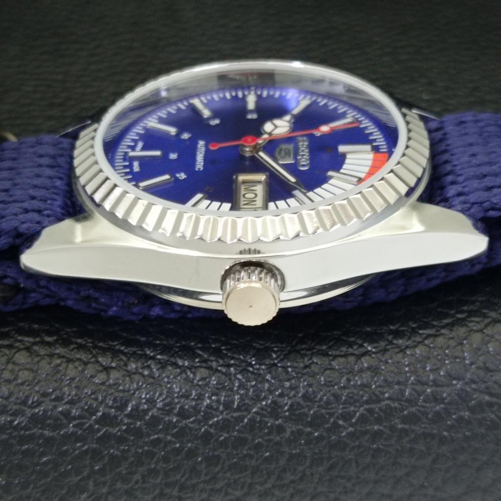 АВТОМАТИЧЕСКИЕ ВИНТАЖНЫЕ ОТРЕСТАВРИРОВАННЫЕ МУЖСКИЕ ЧАСЫ SEIKO 5 6309A ЯПОНИЯ СИНЕГО ЦВЕТА a440816-4