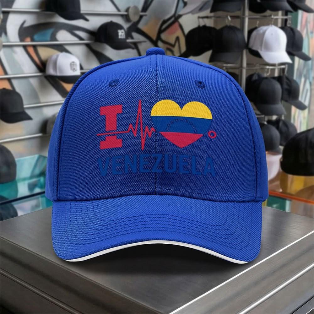 I Love Venezuela Heartbeat Graphic Baseball Cap Adjustable Polyester Casual Hat