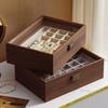 Black Walnut Locked Glass Lid Vintage Jewelry Storage Box-Can Store Necklaces Earrings Rings Bracelets Watches