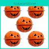 Set Of 5 Or 10 Charming Metal Halloween Pumpkin Bells For Enchanting Decor