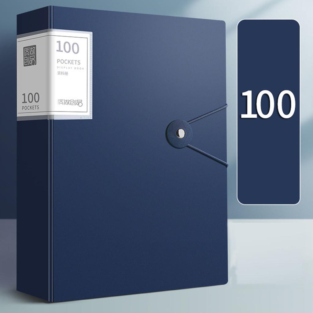 A4 Data Storage Book-100 Pages, Transparent File Pocket Storage and Organization, Document Data Sorting Book, Folder