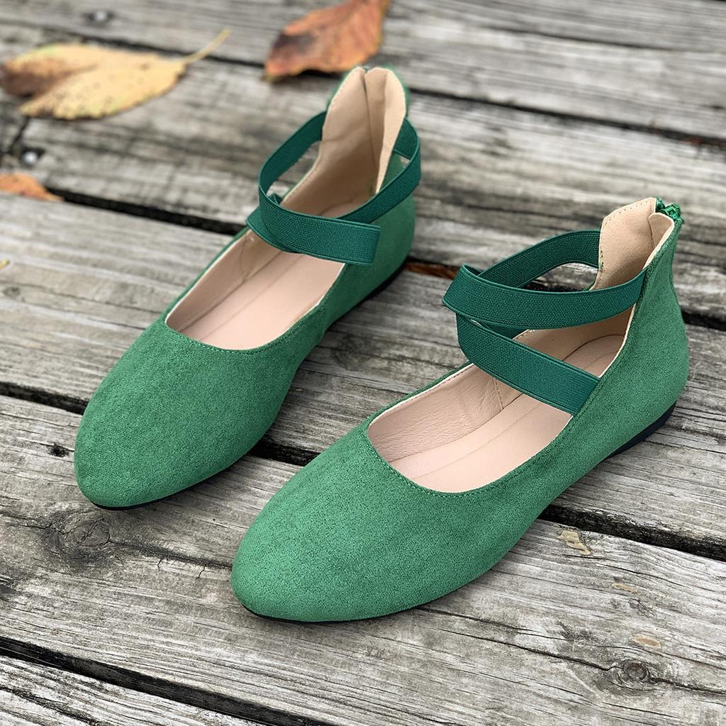 Женские балетки корейская версия новых женских туфель с неглубоким горлом и эластичным ремешком на круглой подошве на плоской подошве большого размера женские туфли с перекрещивающимися краями