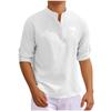 Men's T-shirt Long-sleeved Stand-up Collar Open-button Coconut Printed Shirt Men's Casual Sports Top