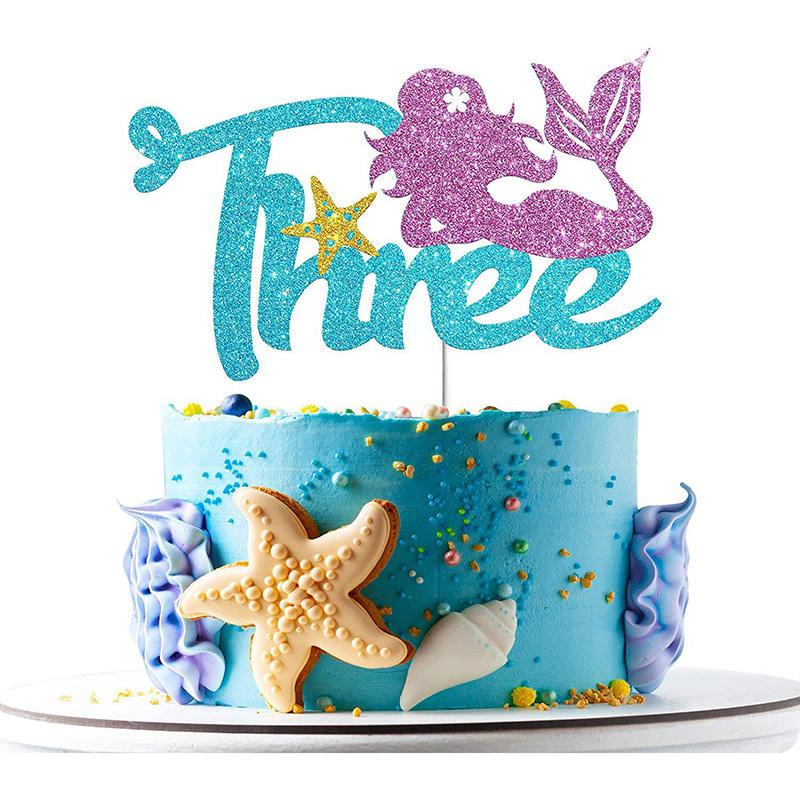 Хвост русалки С Днем Рождения Торт Украшение для вечеринки в честь Русалочки 1-10 цифр Украшения для кексов для девочек День рождения Baby Shower Декор