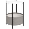 Round Side Table With Fabric Basket Two Tier Coffee Table For Living Room Bedroom Small Spaces Metal Gray White
