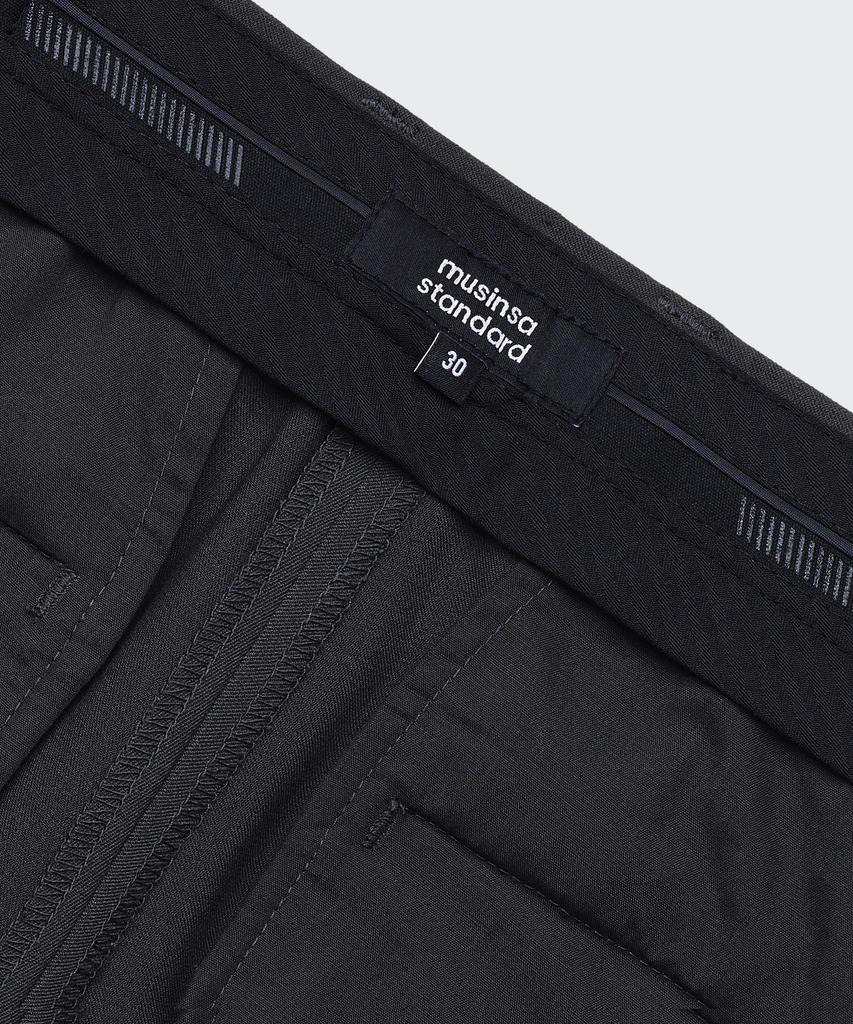MUSINSA STANDARD Wide Hidden Banding Slacks [Gunmetal]