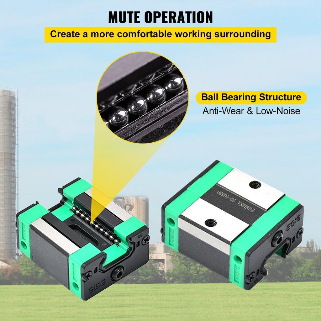 2PCS Linear Rail 0.78-66 Inch, Linear Bearings and Rails with 4PCS HSR20 Bearing Block, Linear Motion Slide Rails plus for DIY CNC Routers Lathes