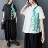 DIMANAF 2025 Plus Size New Summer Blouse Short Sleeve Printing Shirt Casual Women Loose Tops Shirts