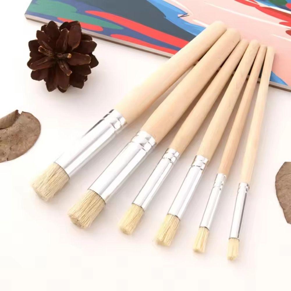 Professional Stencil Paint Brushes DIY Crafts Wooden Bristle Pen Students Stationery