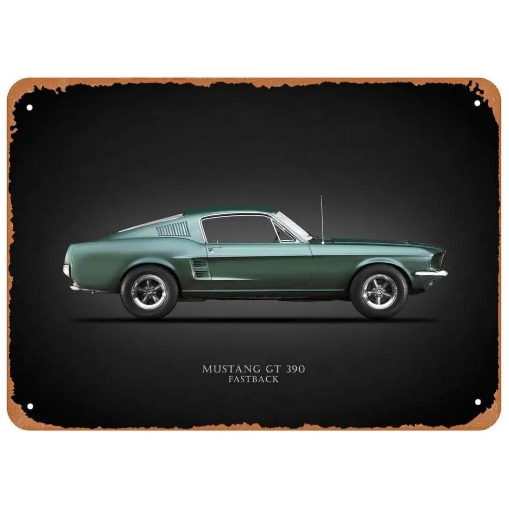 Винтажные Классические Автомобили Металлические Жестяные Знаки Mustang GT Постеры Табличка Настенный Декор для Гаража Баров Мужской Уголок Кафе Клубов Ретро Постеры