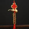 7cm Brass Copper Gourd Pendant with Five Emperor Coins for Home Decoration